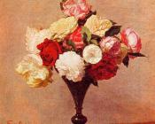 Roses in a Vase - 亨利·方丹·拉图尔